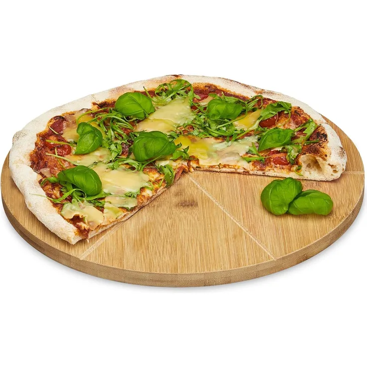 Relaxdays Pizzateller Bambus