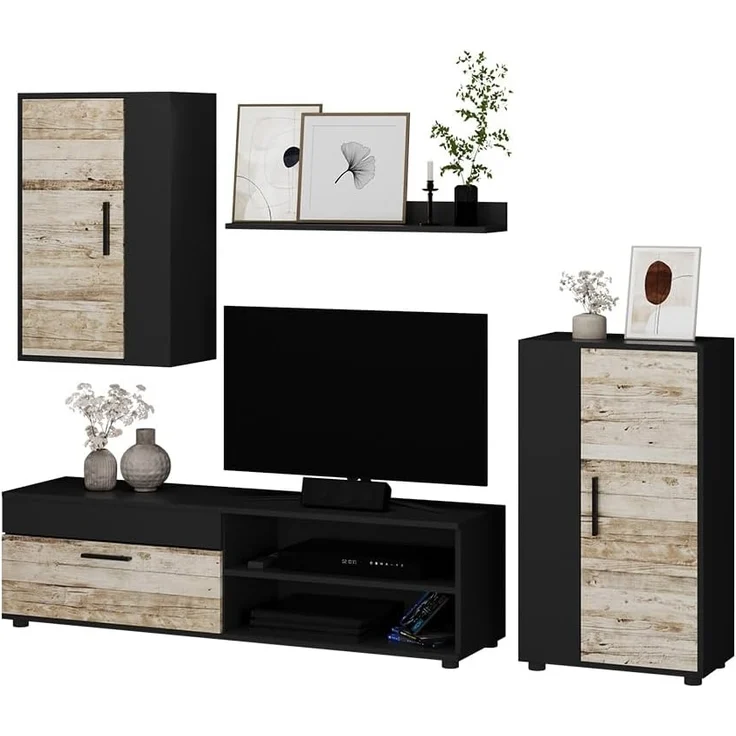 Wohnwand Berno Anthrazit/Beige 4-teiliges Set Vicco – Bild 7