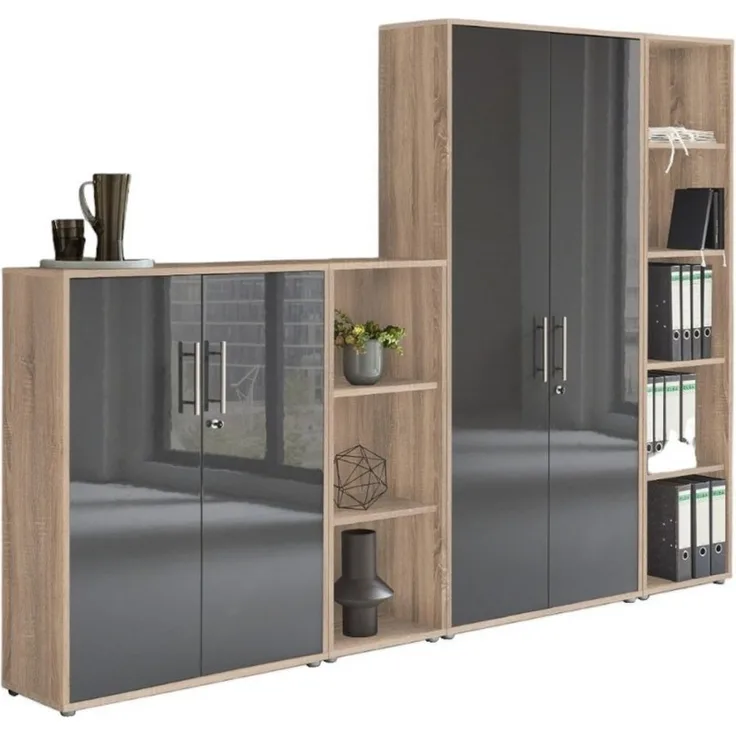 BMG Möbel Aktenschrank Office Edition 4 (Schrankwand Set, 4tlg) abschließbar, matt oder Hochglanz lackiert