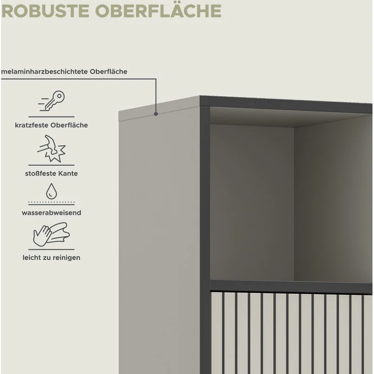 Hochschrank (B/H/T: 30x192x32 cm) in Kaschmir Nachbildung – Bild 9
