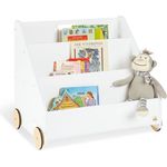 Pinolino 'Lasse' Kinder-Bücherregal, weiß, mit gummierten Rollen, 3 Fächern und Geheimfach