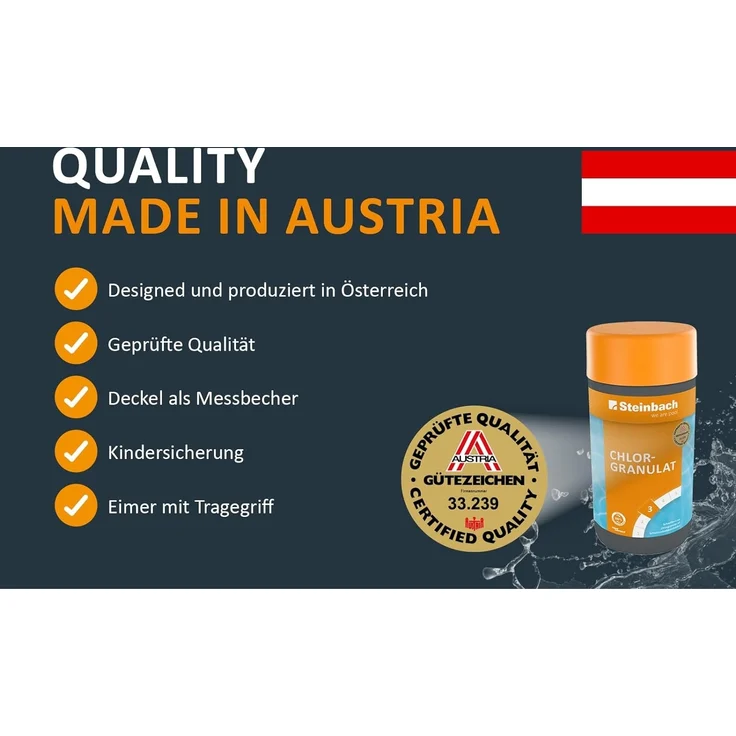 Steinbach | Poolpflege Starter-Set | Chlorgranulat 1 kg + Kristallklar flüssig 1 l | Perfektes Set zur Reinigung und Wartung | Ideal zur Erstdosierung und Schockbehandlung – Bild 3