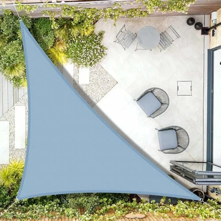 AXT SHADE Sonnensegel Wasserdicht Dreieck Rechtwinklig 3 x 3 x 4,25 m Wetterschutz Sonnenschutz PES Polyester mit UV Schutz für Terrasse Balkon Garten-Graublau – Bild 2