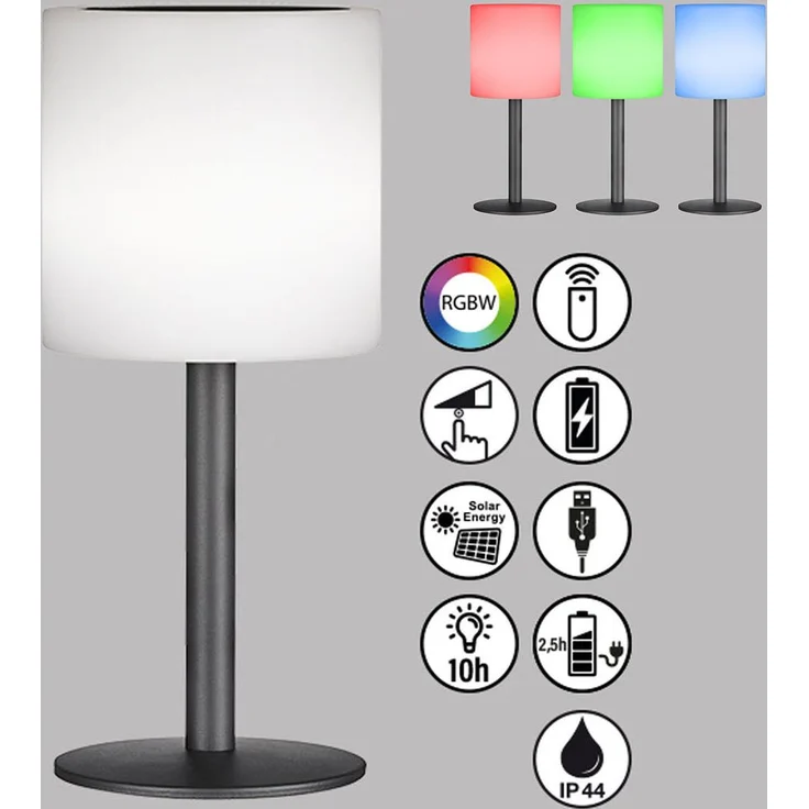 2er SET RGB Tischlampen 30cm mit Fernbedienung, per Solar & USB aufladbar – Bild 4
