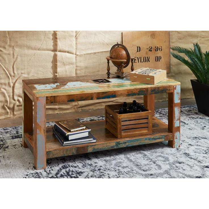 Couchtisch Altholz 110x45x50 mehrfarbig lackiert NATURE OF SPIRIT #107 – Bild 7