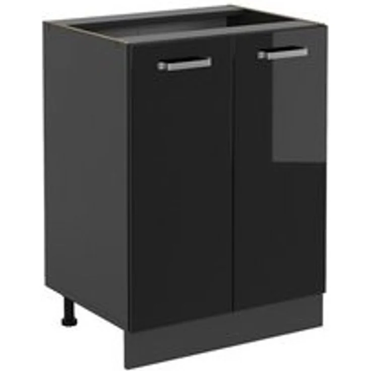 Küchenunterschrank R-Line Schwarz Hochglanz 60 cm ohne Arbeitsplatte Vicco – Bild 6