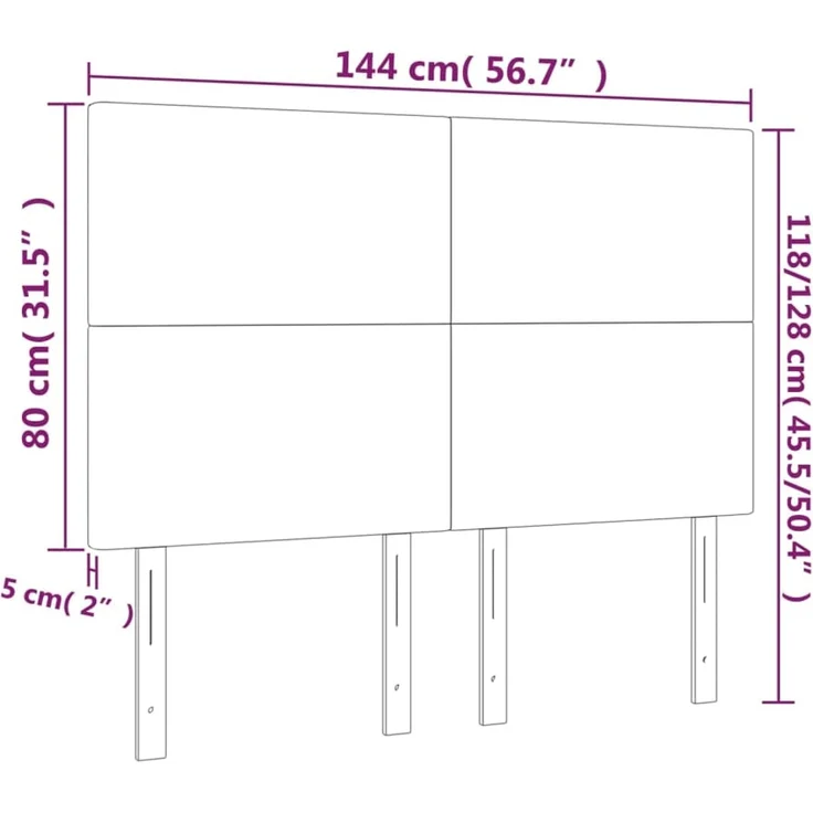 vidaXL Kopfteile 4 Stk. Schwarz 72x5x78/88 cm Stoff 3116052 – Bild 8