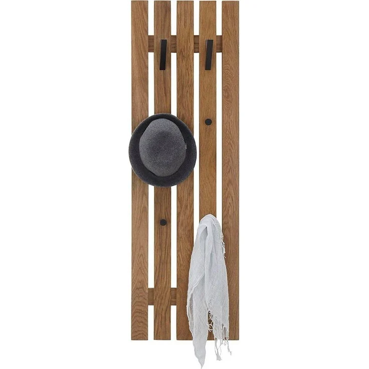 Garderobenpaneel >BANTRY< in holzfarben, Eiche massiv geölt - 38x120x14 (BxHxT) – Bild 4