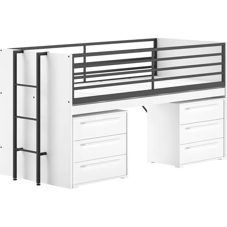 Halbhohes Bett mit Schreibtisch Kommoden Sam 98 x 219 x 116.6 cm – Bild 1
