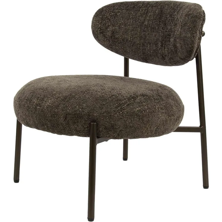 Sessel Velcira Rund aus Webstoff, modern und komfortabel, Braun, weiche Polsterung