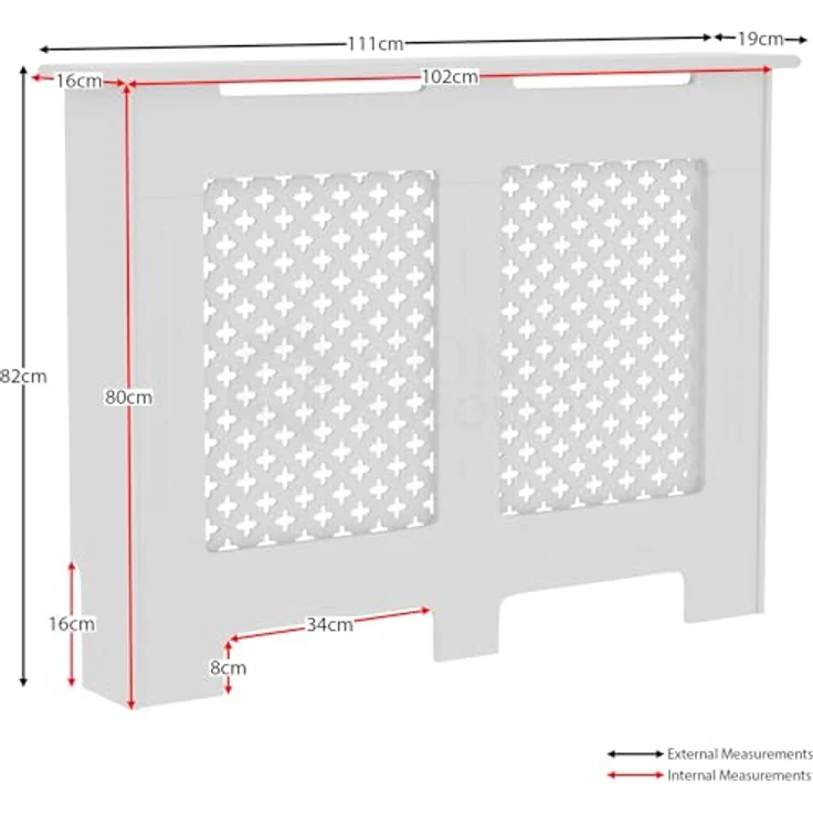 Vida Designs Oxford-Heizkörperabdeckung, moderner weißer MDF-Schrank mit Rillen, oberes Regal aus Holz, mittelgroß – Bild 3