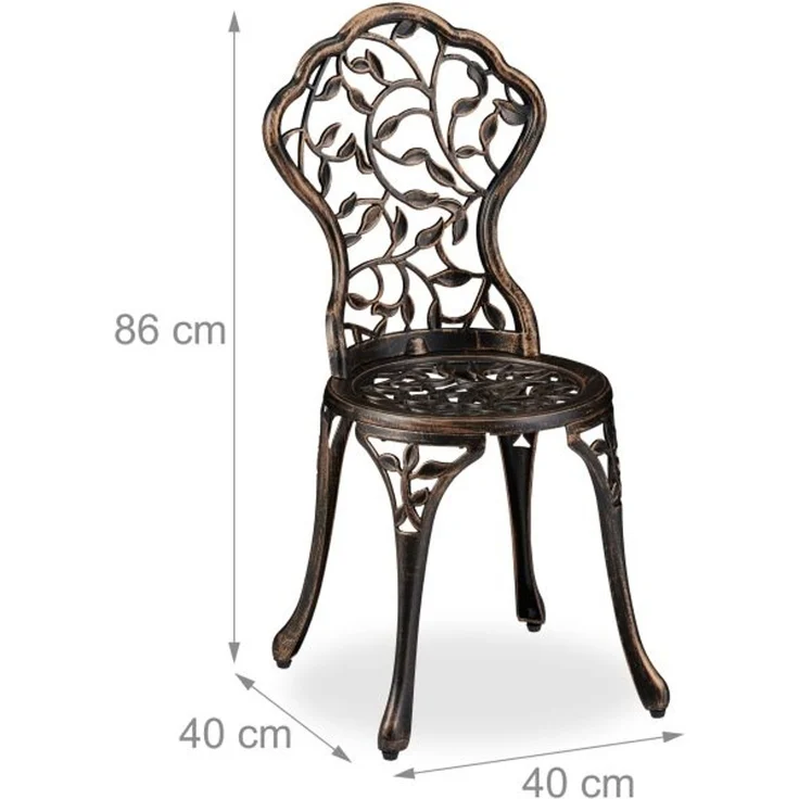 Balkonmöbel Set, 3-teilig, im antiken Design, Schwarz-bronze – Bild 4
