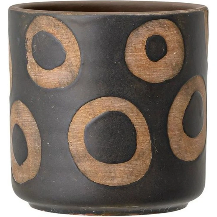 Bloomingville Blumentopf Avo, Ø 12 cm, terrakotta, schwarz mit braunen Kringeln, Übertopf, Dekotopf, dänisches Design – Bild 4