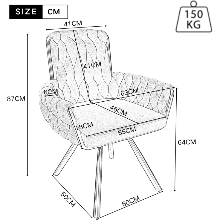 Merax Samt-Esszimmerstuhl, 2er set, Sessel, einzelner luxuriöser Wohn- und Schlafzimmer-Drehstuhl, Freizeit-Drehstuhl mit vier Stützbeinen aus Metall, beige – Bild 4