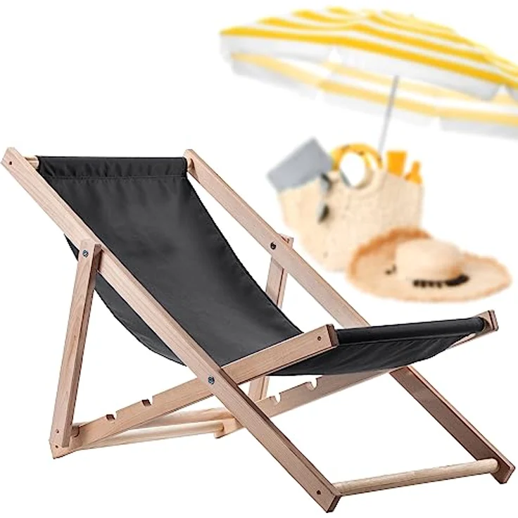 Kadax Holzliegestuhl, klappbar, aus Buchenholz, Graphit, 53x78 cm, für Garten und Terrasse, tragfähig bis 120 kg, UV- und feuchtigkeitsresistent – Bild 1