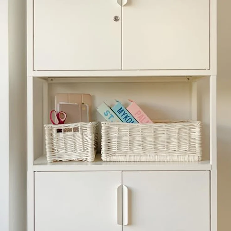 Creative Home Holzkiste Weidenkorb Aufbewahrungskorb, Handgeflochten, Haltbar (1 St), Korb Geflochten Naturkorb mit Griffen Aufbewahrung – Bild 8