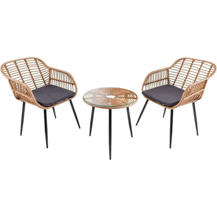 riess-ambiente Balkonset PARIS braun, (Set, 3-tlg), Garten · Terrasse · Tisch · Stühle · Sitzgruppe · Outdoor · Design