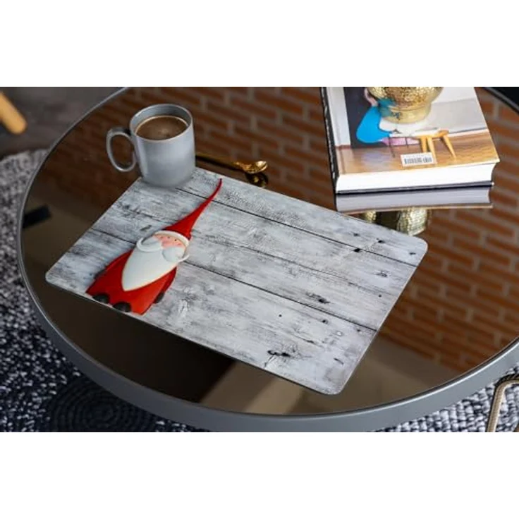 matches21 HOME & HOBBY Platzset Abwaschbare Tischsets 6er Set Weihnachten Nikolaus Holz-Optik, (6-St), Platzsets als Tisch-Untersetzer und Tisch-Deko für Esstisch Teller – Bild 4