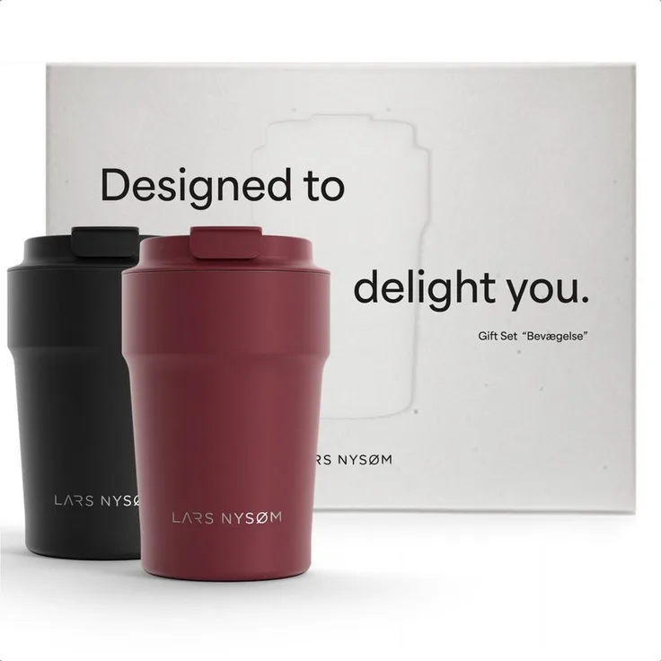 LARS NYSØM Thermobecher Bevægelse, 2-tlg, Hochwertiges Geschenkset mit 2 Kaffeebechern