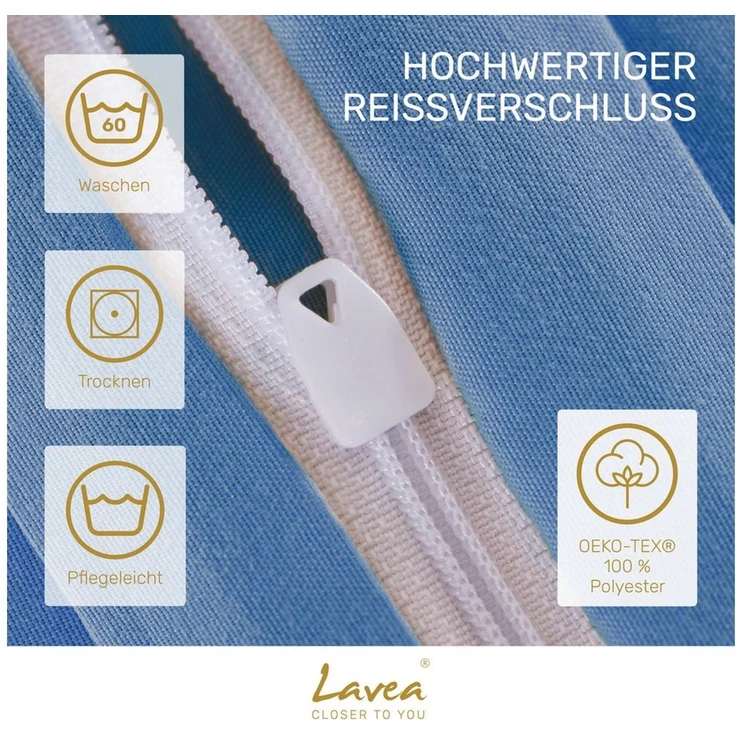 Lavea Bettwäsche Mikrofaser Bettwäsche-Sets mit Kissenbezügen und Bettbezügen, 2 teilig, Bettbezug und Kissenbezug mit Reißverschluss, weich, hypoallergen – Bild 2