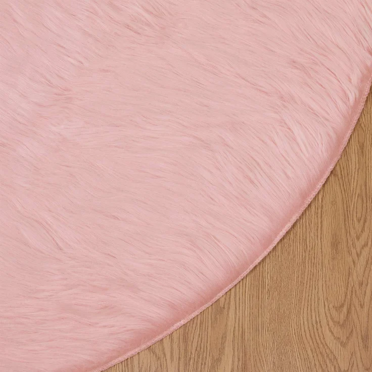 vidaXL Kunstschaffell Teppich Tafalla Rosa Ø 160 cm Polyester 42021560 – Bild 5