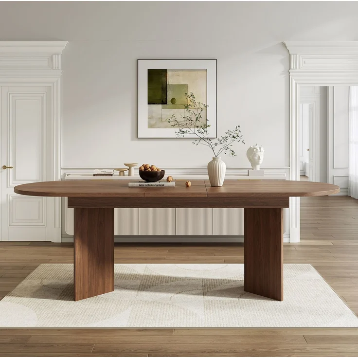 Ausziehbarer Esstisch 140/180x90 cm – Walnuss, MDF, abgerundete Ecken – Bild 3