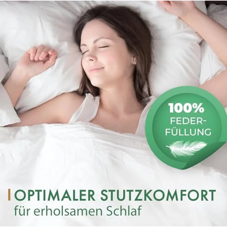 KNERST Federkopfkissen allergikerfreundliches Federkopfkissen, Füllung: Federn, Bauchschläfer, Rückenschläfer, Seitenschläfer, Hergestellt in Deutschland, für Allergiker geeignet – Bild 6