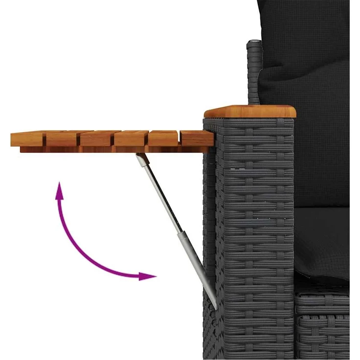 vidaXL 4-tlg. Garten-Sofagarnitur mit Kissen Schwarz Poly Rattan 3325947 – Bild 8