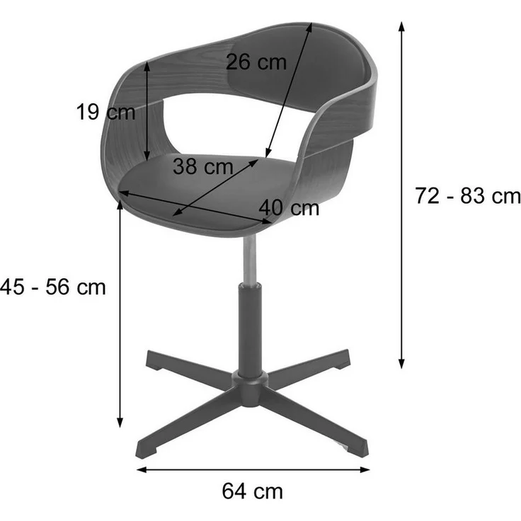 MCW Schreibtischstuhl MCW-H46-B, Drehbar, höhenverstellbar, Walnuss-Optik – Bild 3