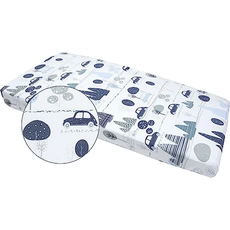 Medi Partners Spannbettlaken 60x120 Baby Bettlaken Kinderbett Spannbetttuch 100% Baumwolle - Fitted Kinder Sheet Bettwäsche Babymatratze Schlafsack Babybett (Retro-Autos) – Bild 5