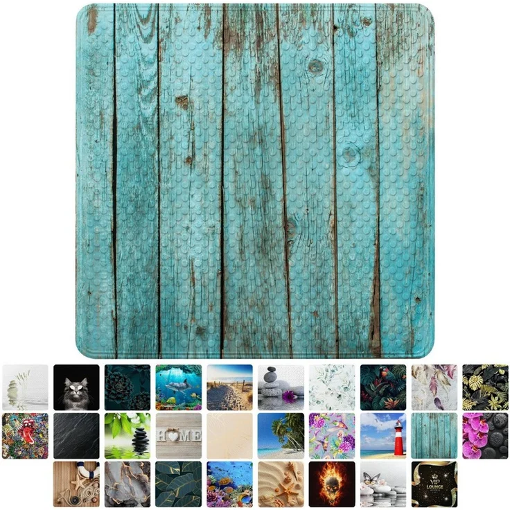 Sanilo Duschmatte, mit Motiv, rutschfest, waschbar, quadratisch, 230 extra starke Saugnäpfe, Kunststoff PVC, 53 x 53 cm, Lumber – Bild 1