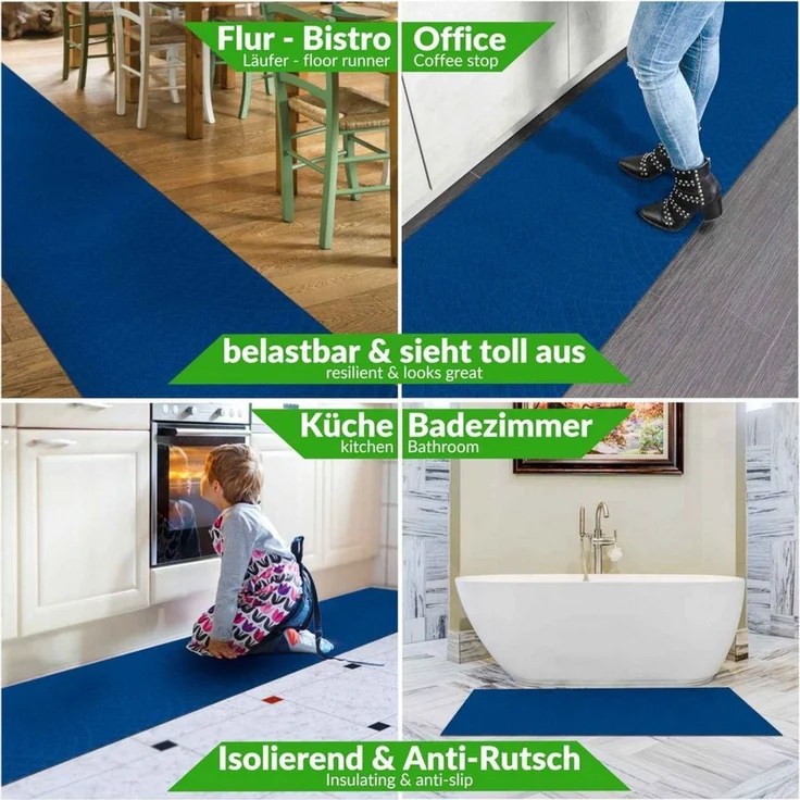 ANRO Küchenläufer Teppichläufer DAVIS Velours Läufer, Eckig, Höhe: 3 mm, Velour