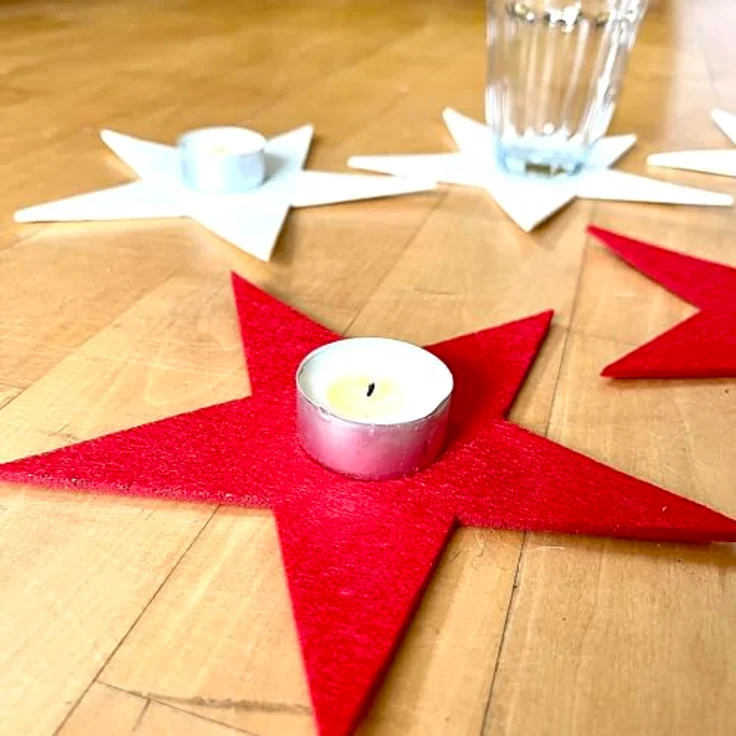 Annastore Platzset 12 x Filzsterne Filzdeko Sterne Weihnachten Filzunterlage Sterne, In DREI Farben – Bild 7