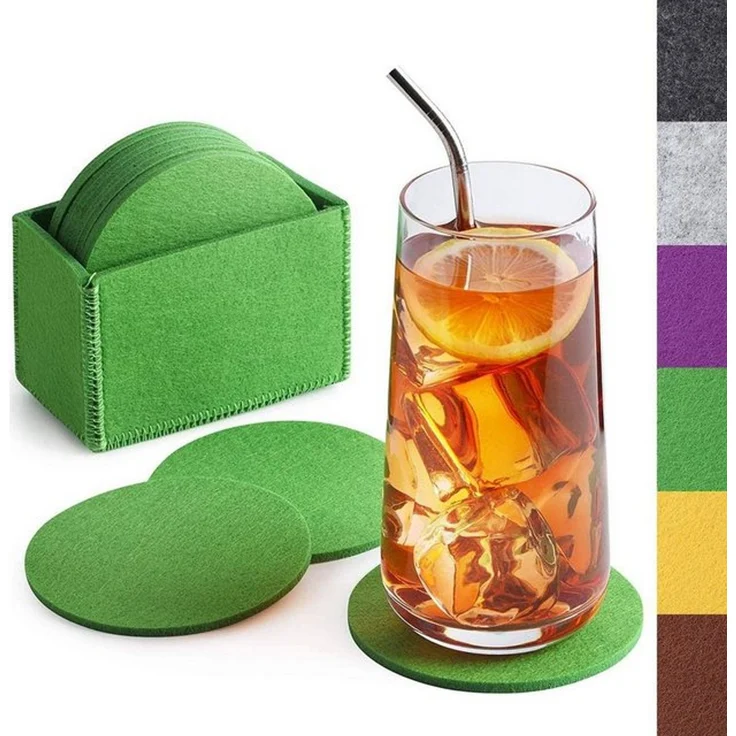 Loco Bird Getränkeuntersetzer 10er Set inkl. Box rund aus Filz, Zubehör für Getränke, Tassen, Bar, Glas, Design Glasuntersetzer, Premium Tischuntersetzer Filzuntersetzer – Bild 4