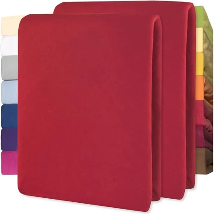 CelinaTex Jersey Spannbettlaken Lucina für Kids Doppelpack 60x120-70x140 cm Rubin rot 100% Baumwolle gekämmt superweich Spannbettbezug, Leintuch, Bettlaken, elastisch, Strech, Oeko-Tex – Bild 2