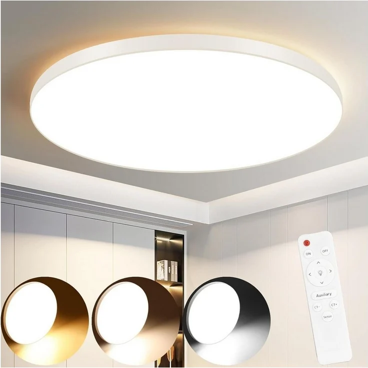 Nettlife LED Panel Schwarz/weiß flach rund Dimmbar Deckenleuchte inkl. Fernbedienung, LED fest integriert, Warmweiß, Neutralweiß, Kaltweiß, für Wohnzimmer Küche Schlafzimmer Büro – Bild 5