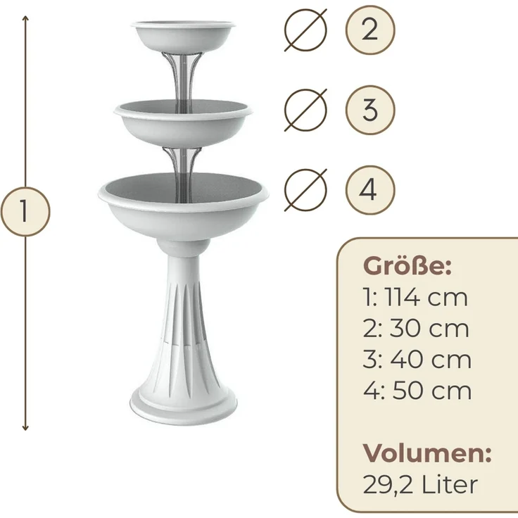 GarPet Pflanzschale Blumenständer mit 3 Schalen Pflanzturm Pflanzsäule Blumenständer Hoch – Bild 2