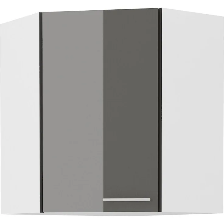 Eckhängeschrank 60x60 Küche Lara Grau Glanz + Weiß matt Küchenzeile Küchenblock