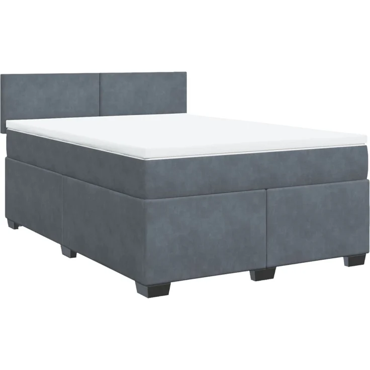vidaXL Boxspringbett mit Matratze Dunkelgrau 140x190 cm Samt 3288601 – Bild 3