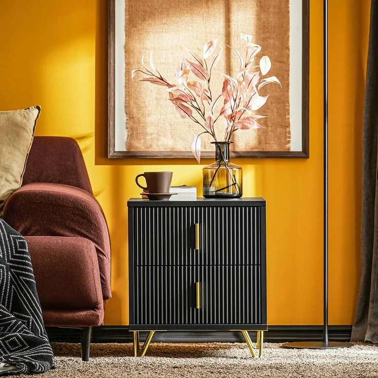 SoBuy FBT115-SCH Nachttisch, MDF, Melamin, Schwarz, 40 x 63 x 36 cm – Bild 2