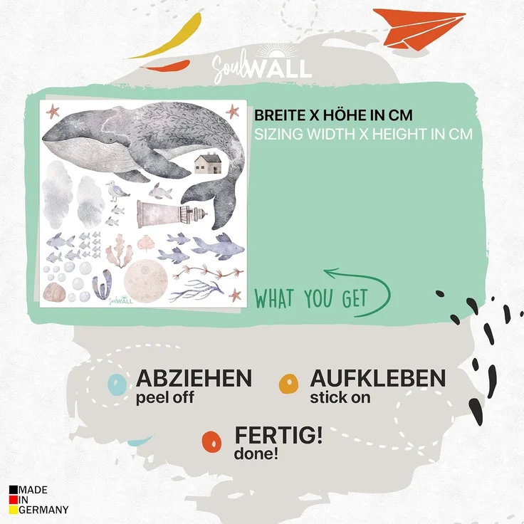 WANDKIND Wandtattoo Wal V402 mit Fischen, wieder ablösbar – Bild 4