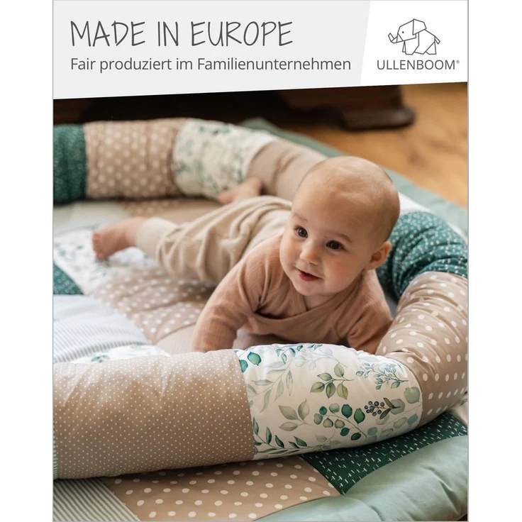 ULLENBOOM ® Baby Kuschelschlange 200x13 cm Sandblume (Made in EU) - Kuschelschnecke in vielen Farben und Größen, Bezug: 100% OEKO TEX Baumwolle, Nackenrolle, Kopfschutz für Wickeltisch, Motiv: Sterne – Bild 3