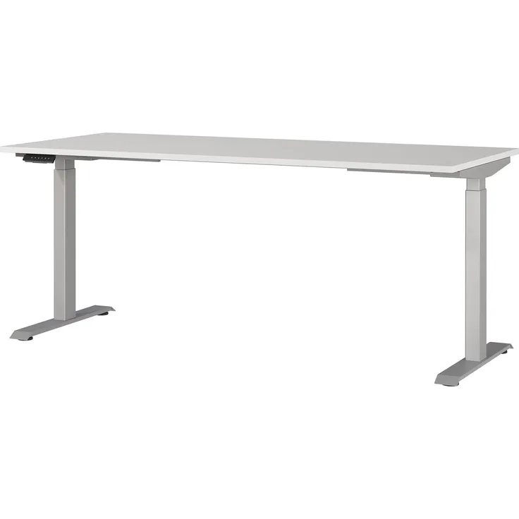 Germania Schreibtisch 7909-583, in Lichtgrau/Silber, EL. höhenverstellb, 180 x 120 x 80 cm (BxHxT)