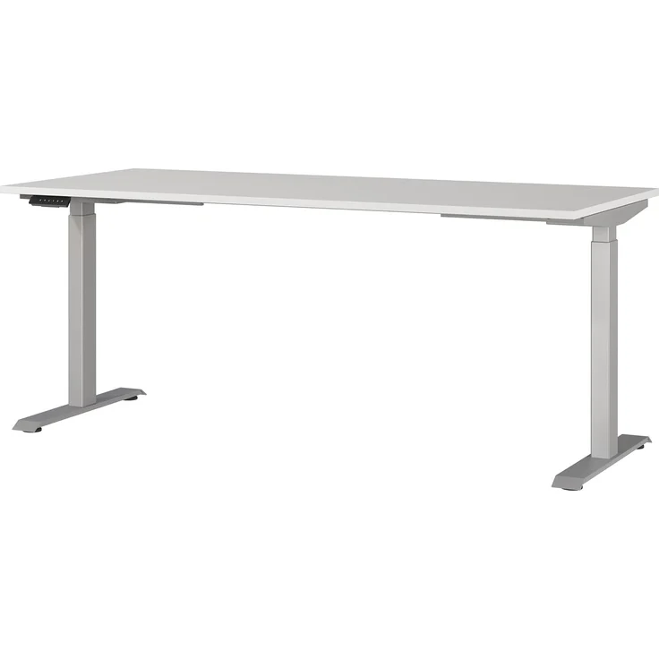 Germania Schreibtisch 7909-583, in Lichtgrau/Silber, EL. höhenverstellb, 180 x 120 x 80 cm (BxHxT) – Bild 1