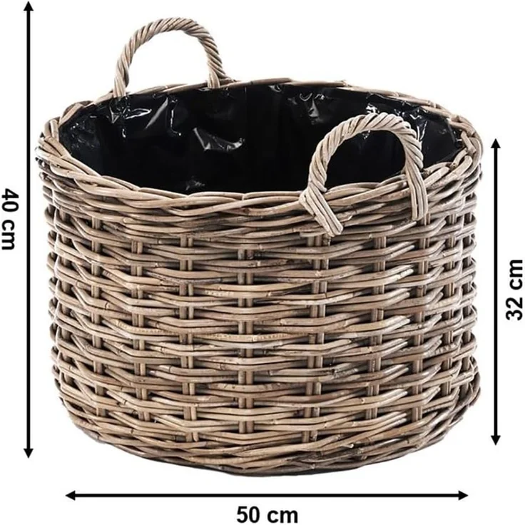 Kobolo Pflanzkübel Pflanzkorb SELINA Rattan mit Folie ausgeschlagen (1 Stück) – Bild 3