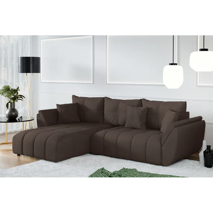 AX LIVING L Form braune Ecksofa Verciani Schlaffunktion Bettkasten 280 – Bild 1
