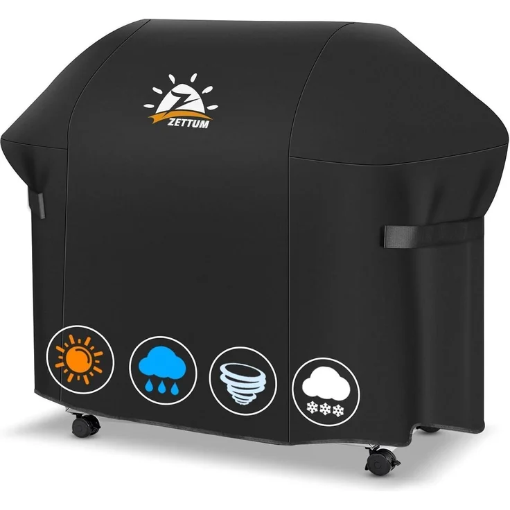 Zettum Grillabdeckung für Weber Genesis II, wasserdicht, 600D Oxford-Gewebe schwarz, 147 x 63 x 113 cm – Bild 1