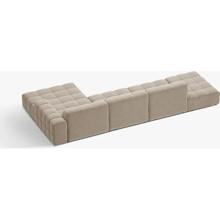 Micadoni Ecksofa Jennifer 5-Sitzer Samt Bluvel Dunkelbeige Rechts – Bild 3