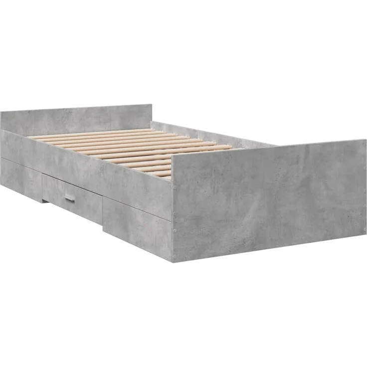 vidaXL Bettgestell mit Schubladen Betongrau 75x190 cm Holzwerkstoff 3280352 – Bild 6