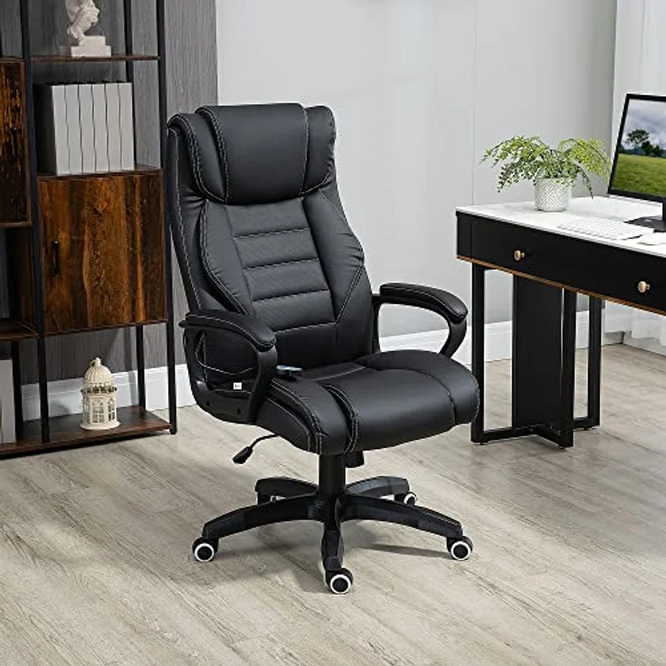 Vinsetto Massage-Bürostuhl, Schwarz, mit 4 Rücken- und 2 Sitzmassagepunkten, höhenverstellbar, Drehstuhl, 78x120x66 cm – Bild 2